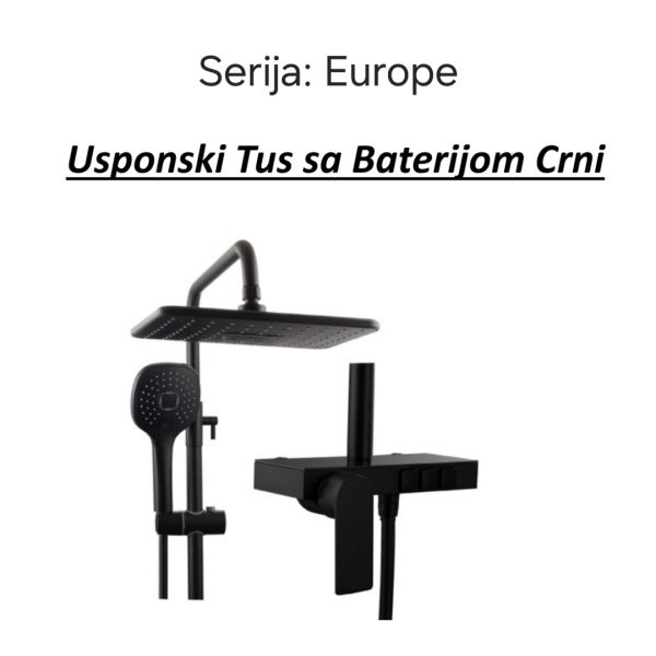 EUROPE Usponski tuš sa baterijom CRNI