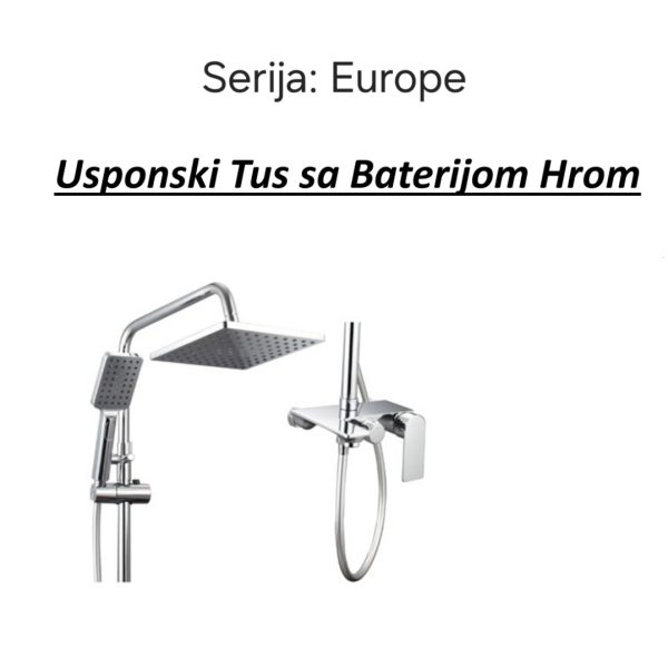 EUROPE Usponski tuš sa baterijom HROM